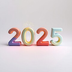 2025 happy new year typography logo design concept