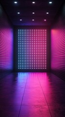 Futuristic LED Display Wall with Neon Lights
