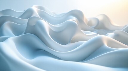 Abstract Blue and White Fluid Landscape: A Serene Digital Art Piece