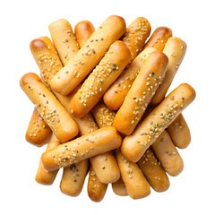 mini bread sticks top view isolated on transparent background