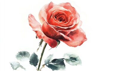 Single Rose on Clean Solid Background
