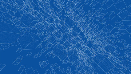 Wireframe Boxes. Sketch style