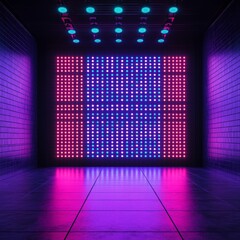 Futuristic LED Display Wall with Neon Lights