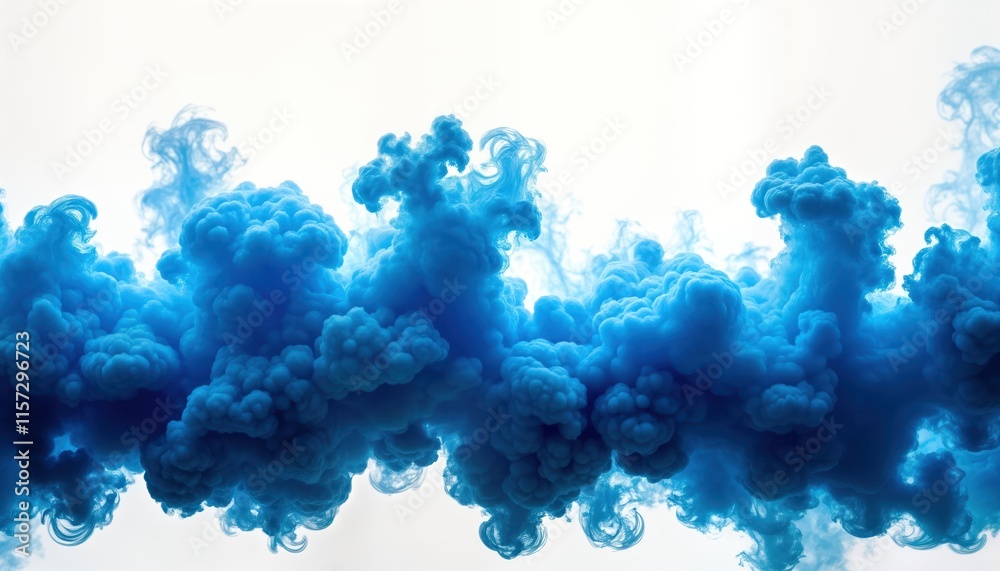 Leinwandbilder abstract photo of vibrant blue smoke explosion on white background. intricate shapes, patterns of bl
