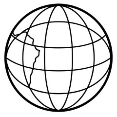 Earth Globe Line Art Vector Illustration