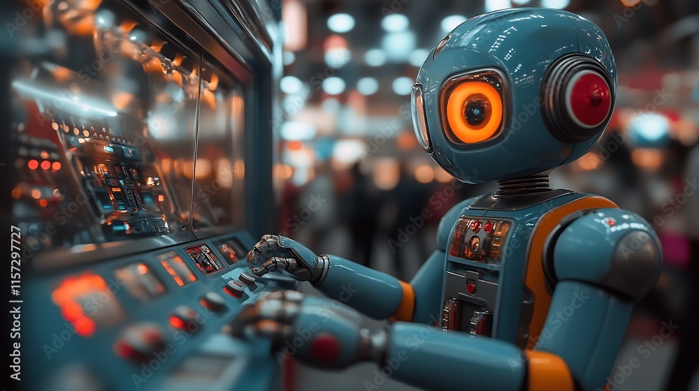 Aufkleber Advanced Robotic AI Operating Control System in High Tech Environment : Generative AI