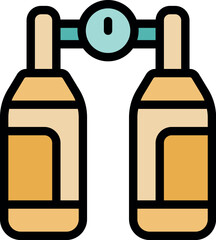 Oxygen tanks connected with regulator and pressure gauge, essential equipment for scuba diving and underwater activities