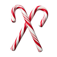 candy canes with red and white stripes isolated on transparent background