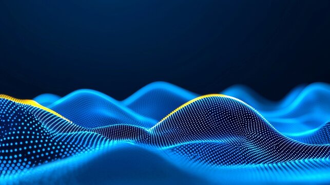 Elegant abstract wave technology digital network backdrop with a blue light digital effect, ideal for corporate themes.