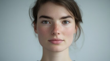 Calm expression highlights natural beauty, soft lighting enhance
