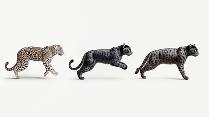 Fototapeta premium Elegante schwarze Pantherin sprintet über den Boden in dynamischer Pose