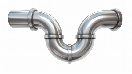 Shiny Stainless Steel Pipe on White Background for Industry and Plumbing Projects