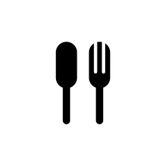 Spoon and fork icon vector on white background. food icon