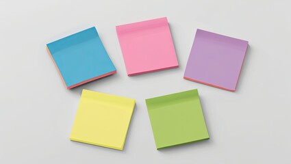 Isolated on a white background are four vibrant vector blank sticky post-it notes.