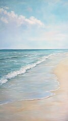 Fototapeta premium Seafoam and sand: A light-colored beach scene with soft seafoam and gentle waves. HD phone wallpaper.