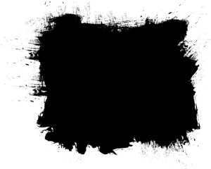 black ink brush painting blank banner label grunge graphic element abstract background