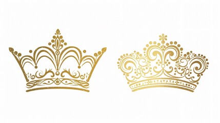 Elegant Queen and King Crown Golden Vector Design for Royalty and Luxury Concepts