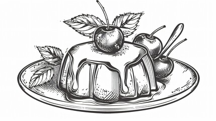 Vintage Hand Drawn Jelly Pudding Label Logo Badge Design