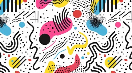 Vibrant Memphis Style Seamless Patterns for Graphic Design Projects