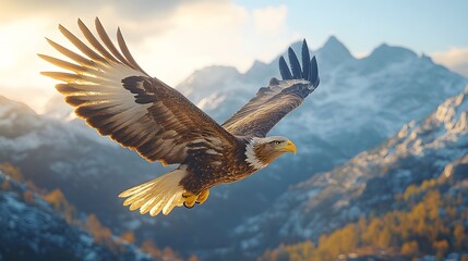 Fototapeta premium Majestic Eagle Soaring Mountains