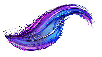 abstract fluid wave purple blue gradient paint stroke digital art modern design on transparent background, generative ai