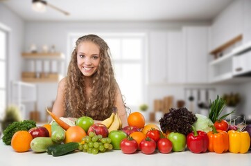 Portrait of beauty young woman cooking healthy food