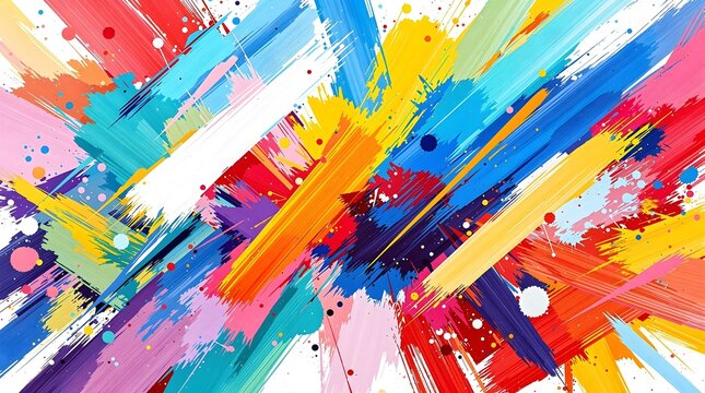 vibrant abstract paint brush strokes splatter artwork with dynamic colorful pattern background wallpaper, colorful paint splatter abstract, generative ai