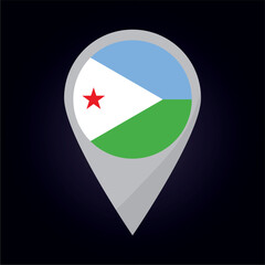 Djibouti Flag on Location Pin. vector illustration