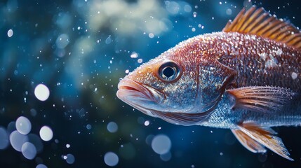 Fototapeta premium Close-Up of a Dynamic Snapper Swimming in Clear Ocean Waters