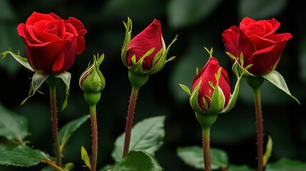 Obraz premium Beautiful red roses blooming in a lush garden nature photography outdoor close-up floral concept