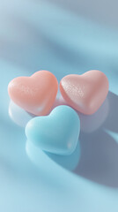 Obraz premium Three pastel hearts.