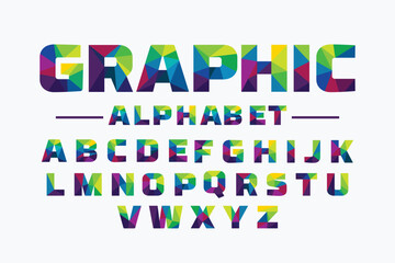 Geometric font color art alphabet, abstract decorative letters set. Overlay colorful type for modern logo, headline, bright lettering and poster typographic. Minimal style vector typography design
