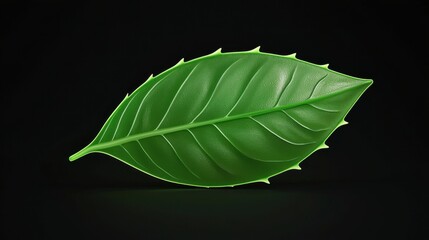 Obraz premium Glowing 3D Aloe Vera Leaf with Intricate Texture Displaying Natural Design Elements and Vibrant Colors Against a Dark Background