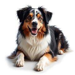 Bernese mountain dog against white background