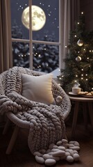 Cozy Winter Holiday Nook with Hot Cocoa and Twinkling Tree