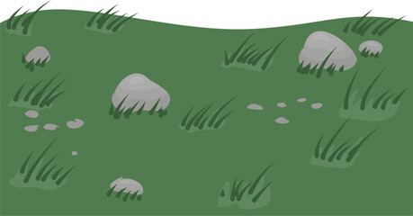 Stones with green grass illustration 