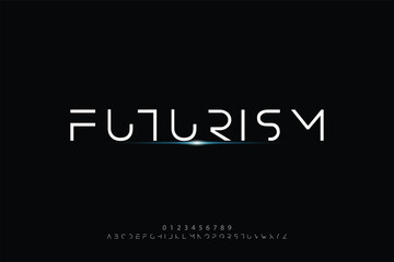 Futurism style alphabet. Thin segment line font, minimalist type for modern futuristic logo, elegant monogram, digital device and hud graphic. Minimal style letters, vector typography design.
