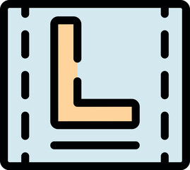 Learner driver sign showing l plate for driving lessons and indicating inexperienced driver on the road