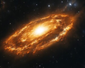 Obraz premium Fiery orange nebula in space.