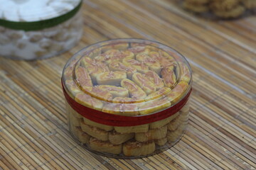 Kastengel Cookies in a Clear Container