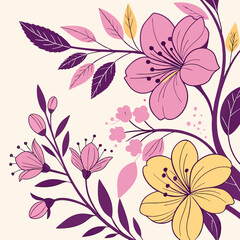 A romantic floral frame in shades of violet, pink, and yellow, perfect for adding a soft, elegant touch to any digital design.