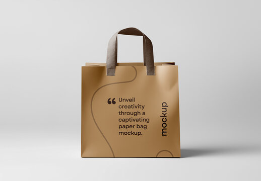 Elegant Paper Bag Mockup Created with AI &ndash; High-Resolution 300 PPI, Fully Customizable Design for Branding and Packaging Visualization
