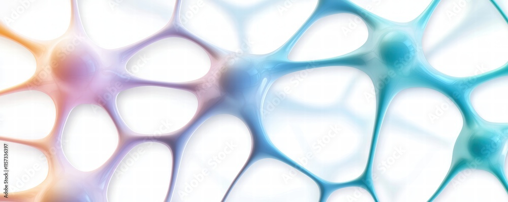 Poster dynamic 3d depiction of cognitive computing networks in vibrant colors and patterns