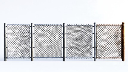 Exploring various chain link fences urban setting 3d render minimalist