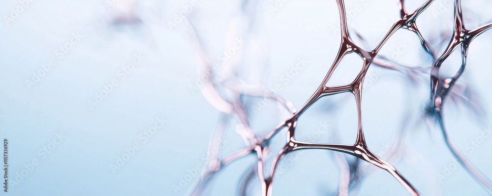Leinwandbilder Abstract representation of interconnected structures, resembling neural networks or molecular formations, on a soft blue background.