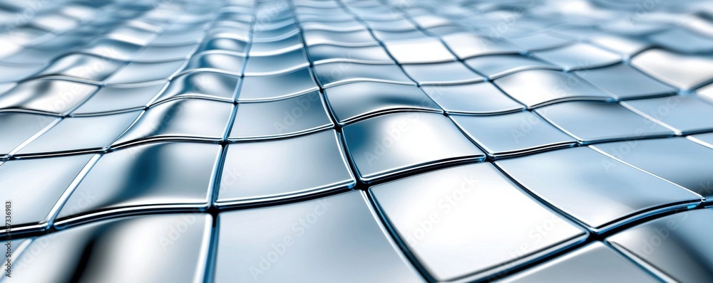 Poster A smooth, reflective surface with wavy patterns, resembling liquid metal or a futuristic grid design.