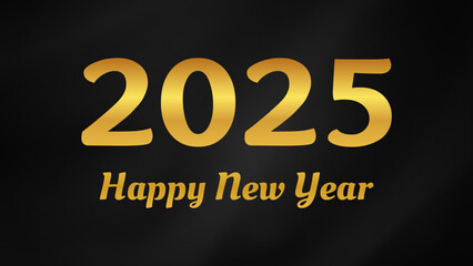 2025 Happy New Year on dark silk background