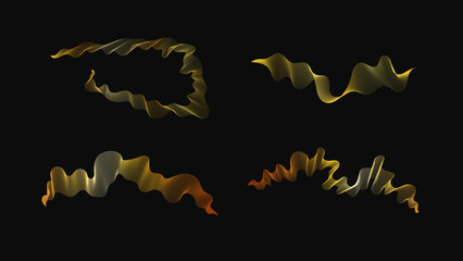 Set of abstract backdrops with luxury golden waves