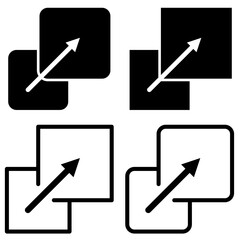 Compact size, change scale, resize picture, full screen icon, simple flat style, illustration, logo sign symbol pictogram template, for ui or ux isolated on white for mobile app, editable
