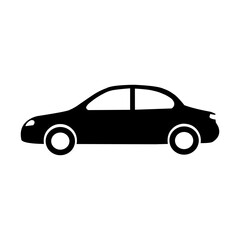 Obraz premium Side view of a simple black car icon.